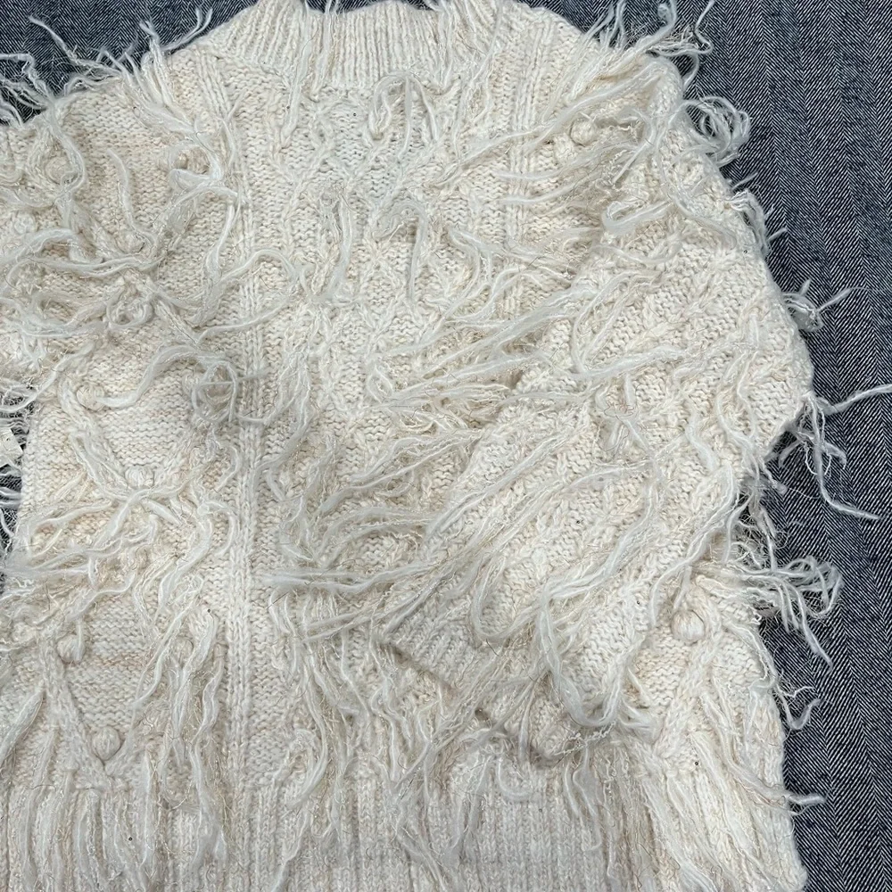 By Anthropologie Fringed Pullover Sweater, XXS petite - Picture 8 of 10